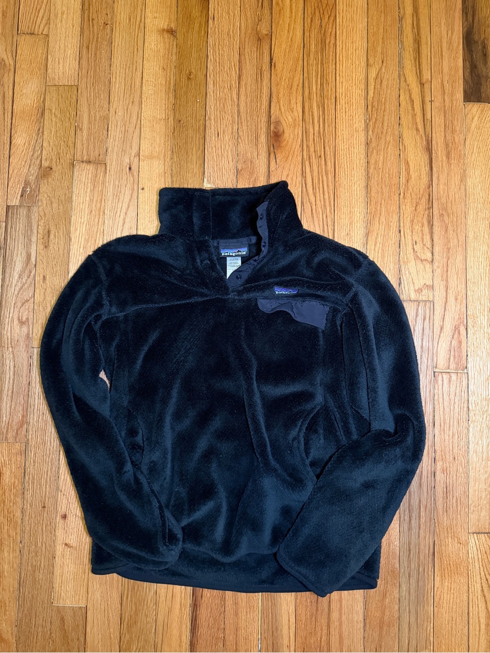 Patagonia Women's Pullover Black Fleece Snap Jacket Size L